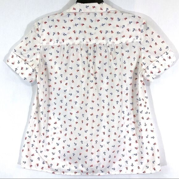 Vintage sail boats & anchors short sleeve blouse - Picture 3 of 4